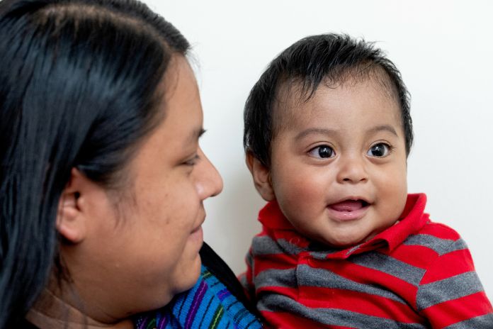 Benjamin Gonzalez, 3 months, with his mother Luisa at Unidad Nacional de Oftalmologia in Guatemala City, Guatemala. Benjamin was born at 32 weeks and developed retinopathy of prematurity, which Dr Ana Lucia Asturias treated.