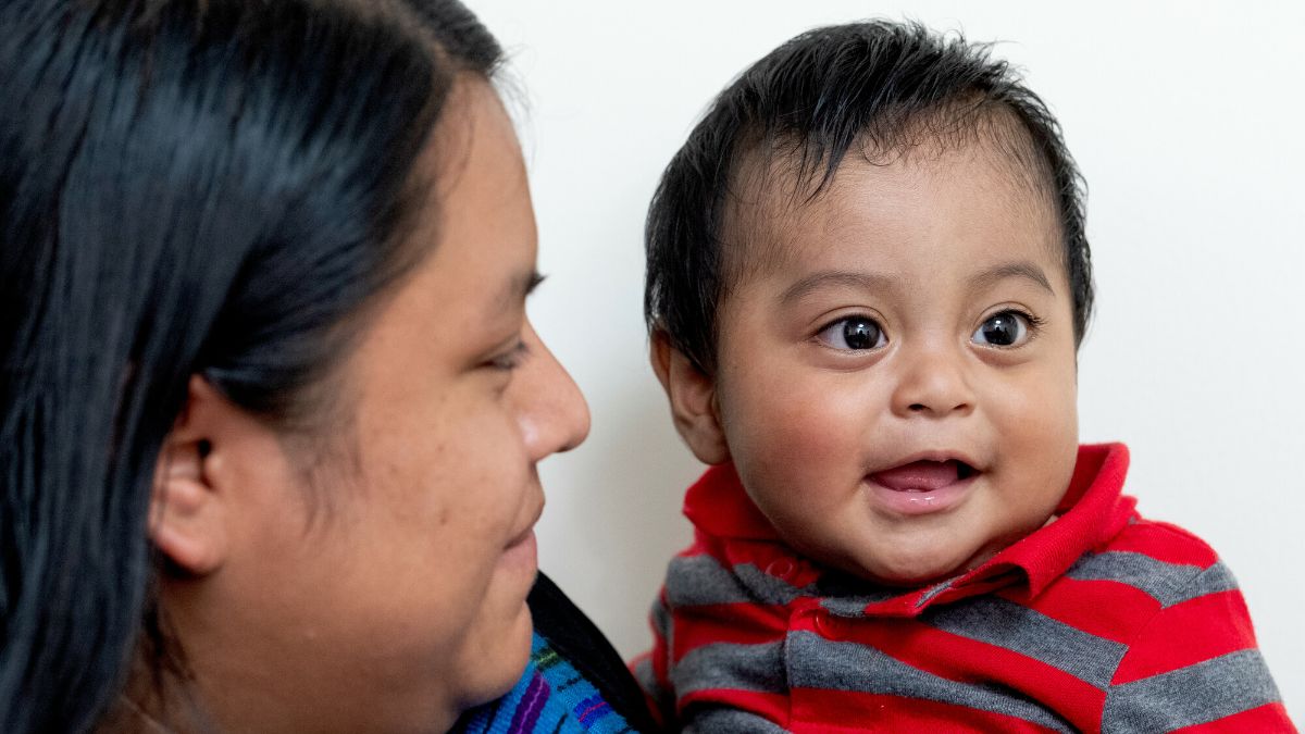 Benjamin Gonzalez, 3 months, with his mother Luisa at Unidad Nacional de Oftalmologia in Guatemala City, Guatemala. Benjamin was born at 32 weeks and developed retinopathy of prematurity, which Dr Ana Lucia Asturias treated.