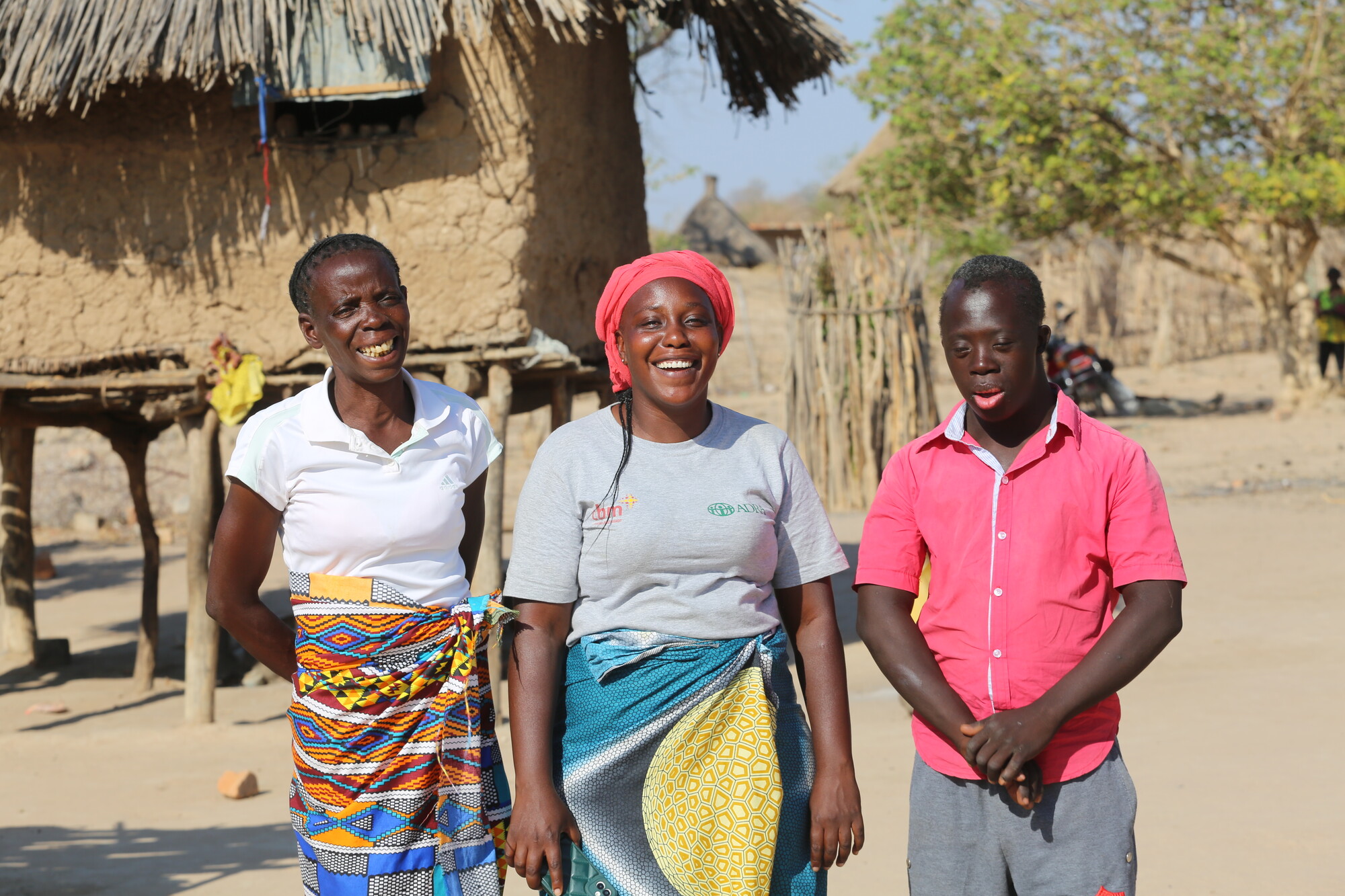 Cynthia (centre) is a community support worker with CBM’s partner ADRA in Gwembe <br/>District, Zambia. With her are Sophina (left) and Gift (right).